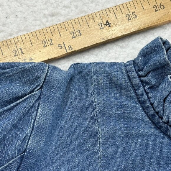 Zara Women's Cottagecore Modest Zip Back Denim Top Long Sleeve Size S Blue - Picture 4 of 7